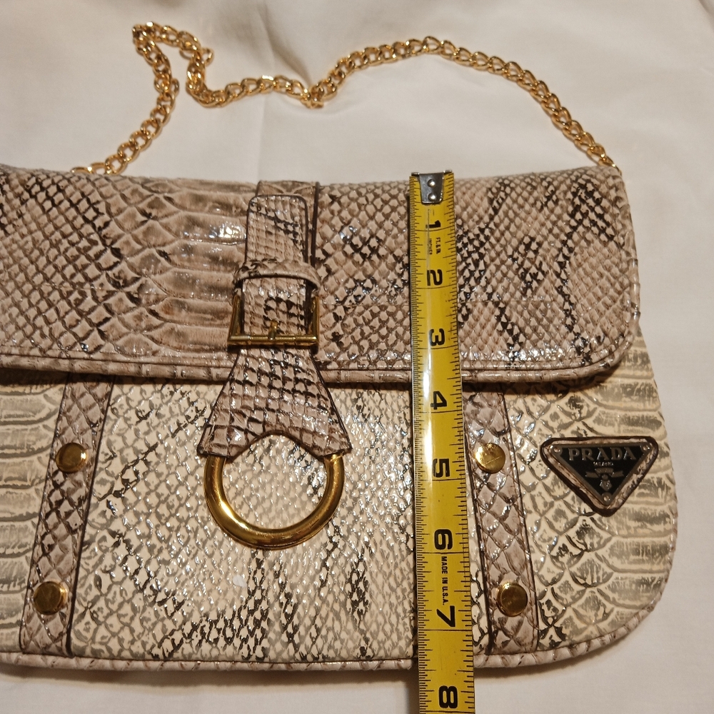 Prada Python Pattern Shoulder Bag - Tan and Cream - Picture 11 of 14